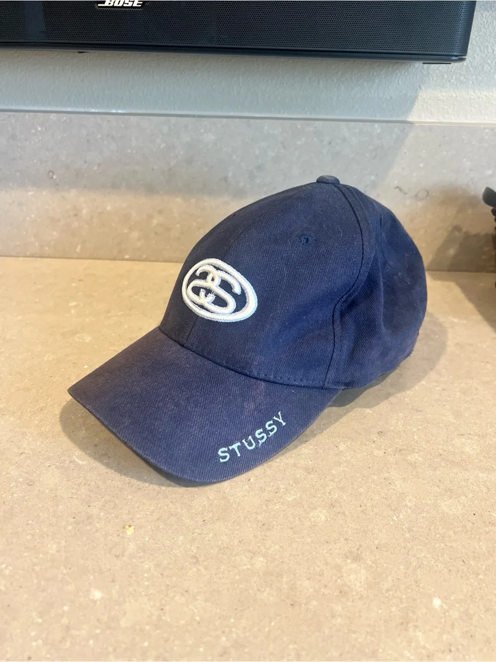 Stussy Navy Blue Baseball Cap with White Embroidered Logo
